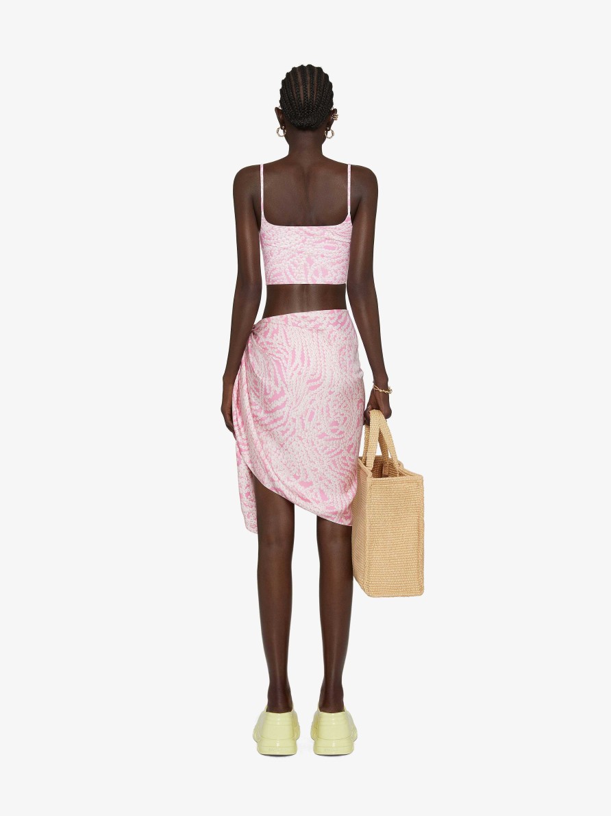 Women Givenchy Skirts | Sarong In Printed Silk Pink/White