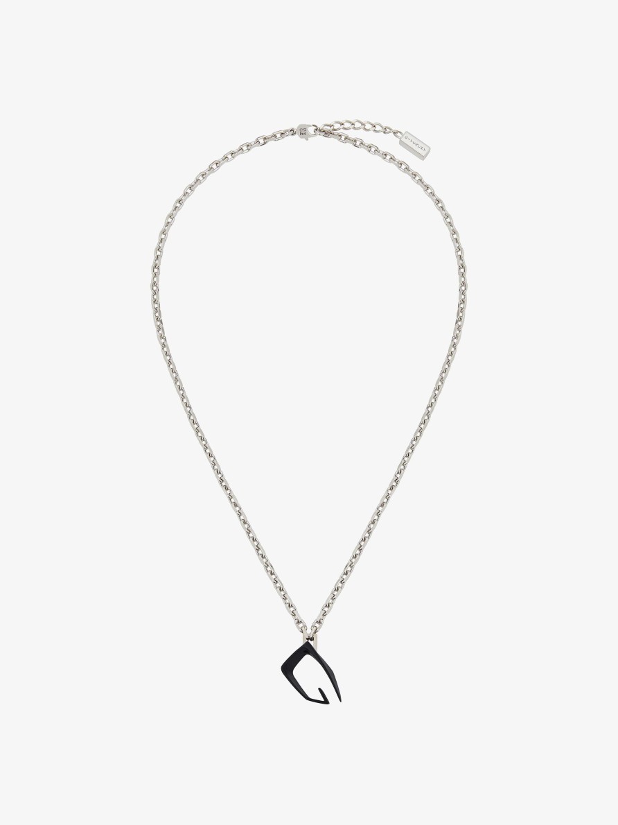 Men Givenchy Jewelry | Giv Cut Necklace In Metal And Enamel Black