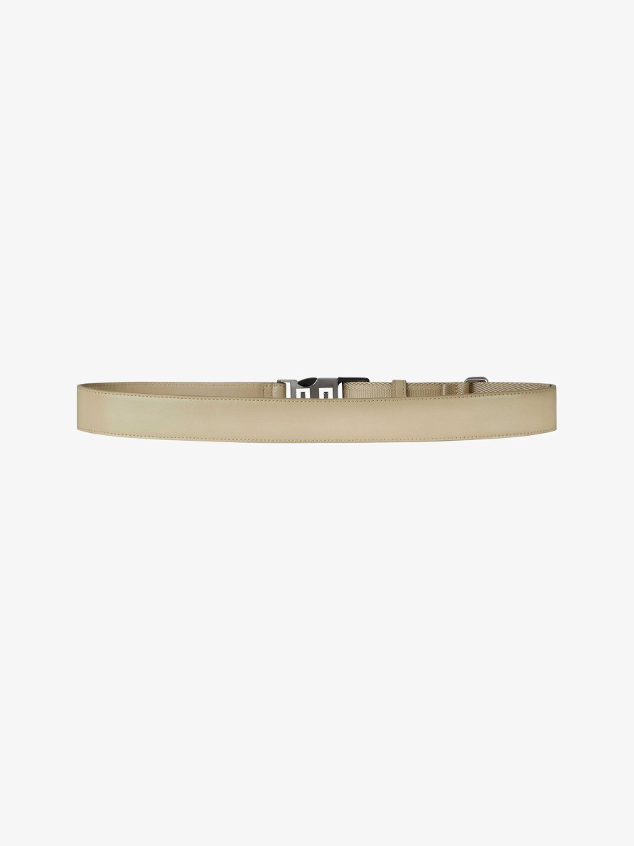 Men Givenchy Belts | 4G Givenchy Belt In Leather And Canvas Natural Beige