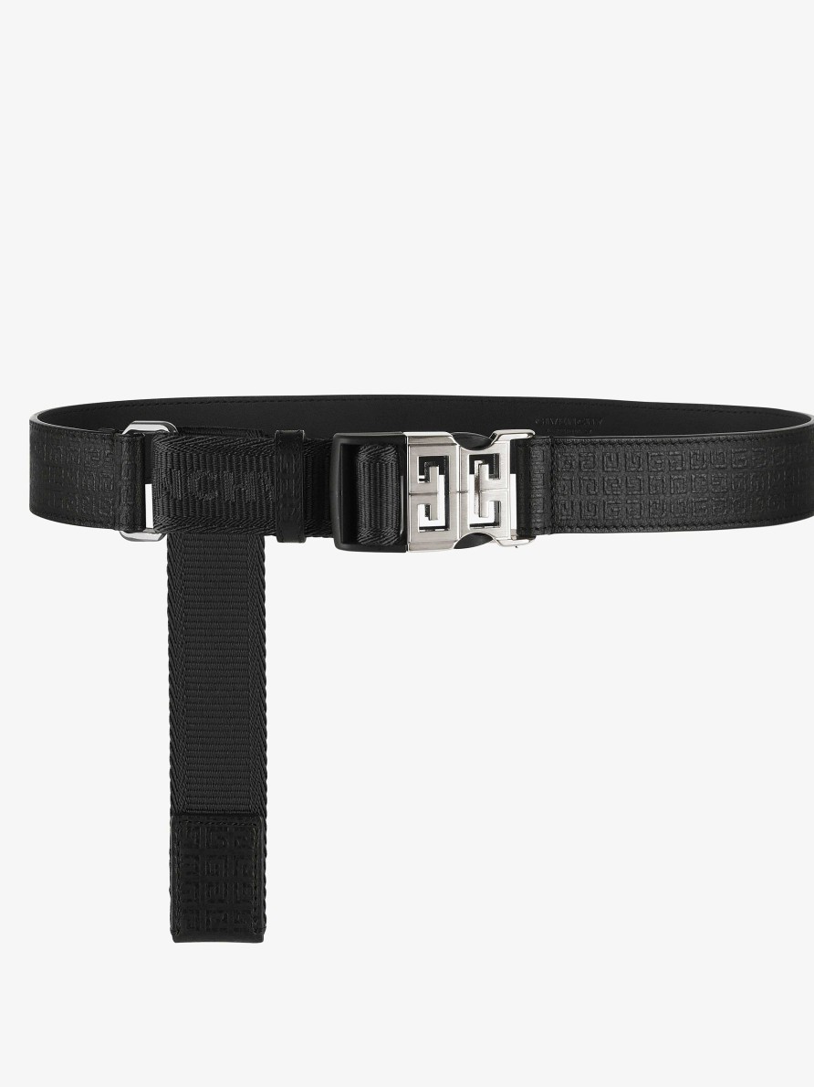 Men Givenchy Belts | 4G Release Buckle Belt In Micro 4G Leather And Webbing Black