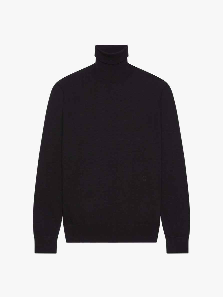 Men Givenchy Knitwear | Turtleneck Sweater In Wool And Cashmere Black