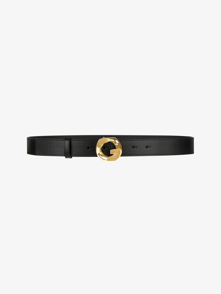 Women Givenchy Belts | Belt In Leather With G-Chain Buckle Black