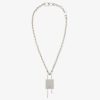 Men Givenchy Jewelry | Small Lock Necklace In Metal Silvery