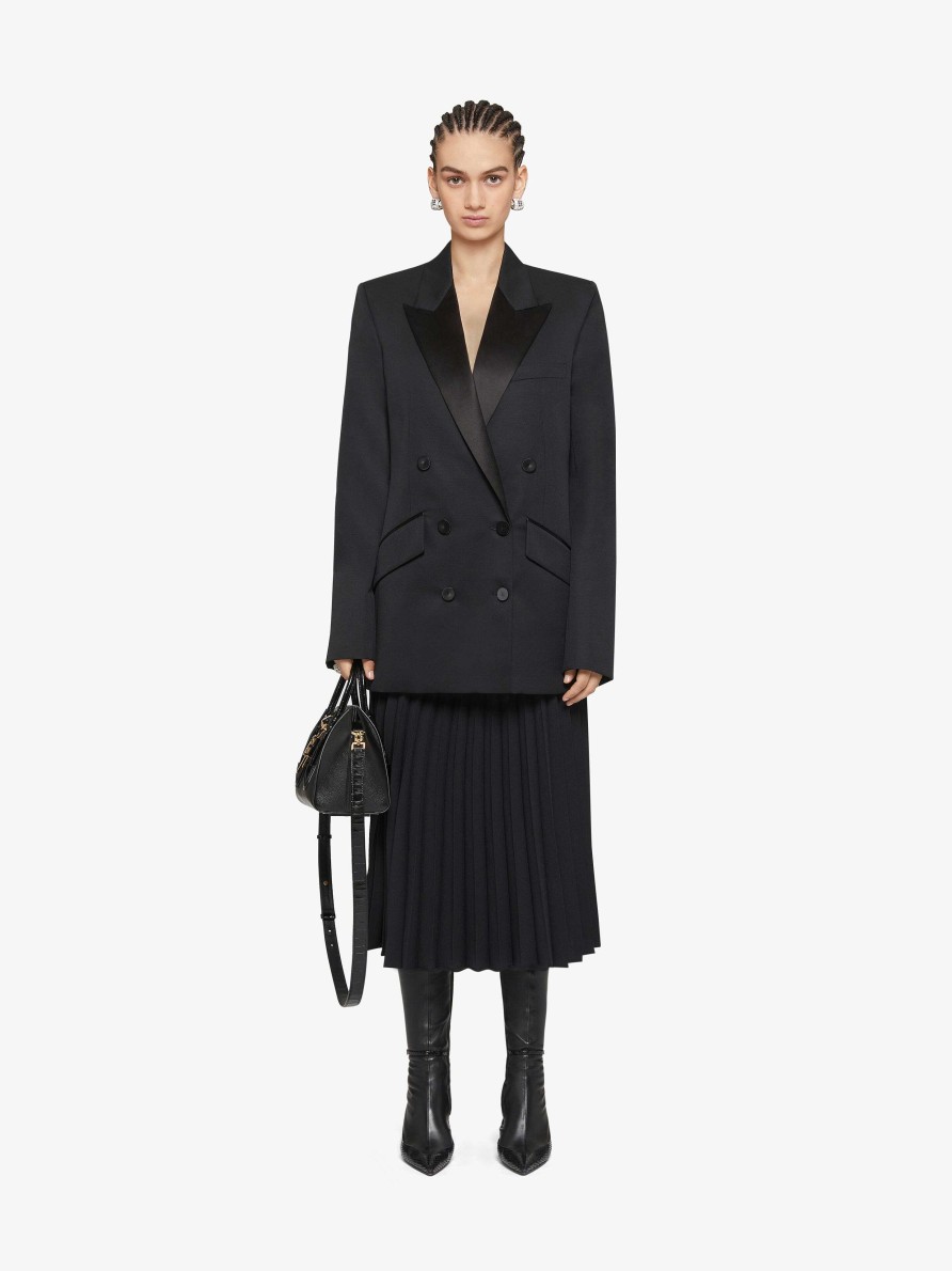 Women Givenchy Jackets & Coats | Jacket In Wool And Mohair With Satin Collar Black