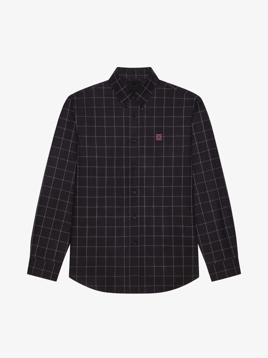 Men Givenchy Shirts | Checked Shirt In Cotton Black