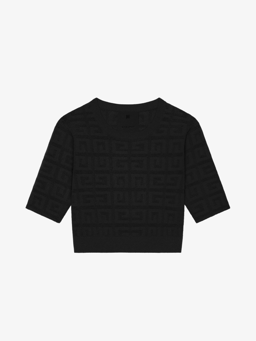 Women Givenchy Knitwear | Cropped Sweater In 4G Jacquard Black