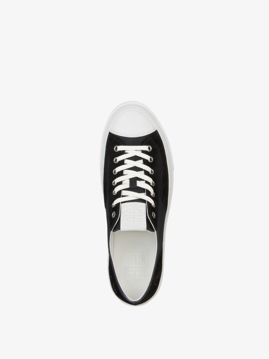 Men Givenchy Sneakers | Givenchy City Sneakers In Canvas And Suede Black