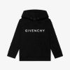 Men Givenchy Boy (4 To 12 Years) | Givenchy Hooded Sweatshirt In Partly Destroyed Fleece Black