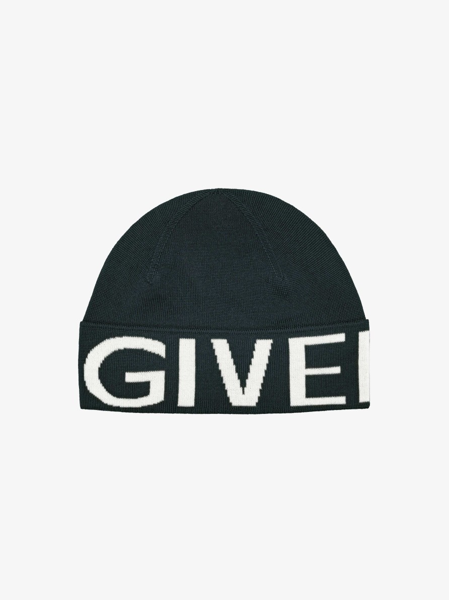 Men Givenchy Beanies & Caps | Givenchy Beanie In Wool Green Forest