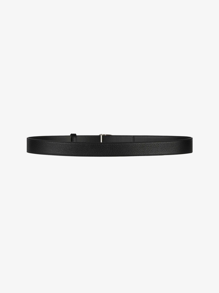 Men Givenchy Belts | Belt In Grained Leather With G-Chain Buckle Black