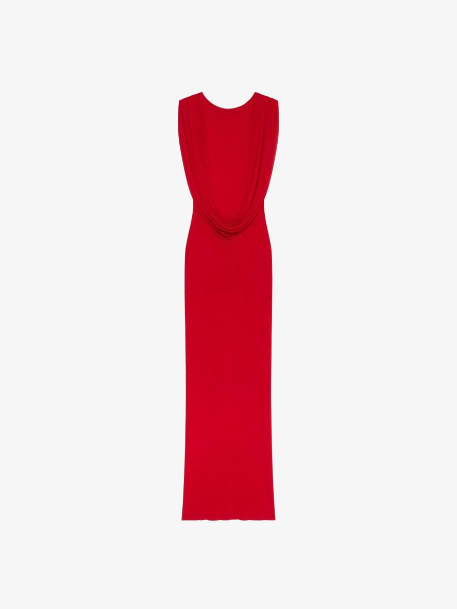 Women Givenchy Dresses | Dress In Knit With Open Back Poppy Red