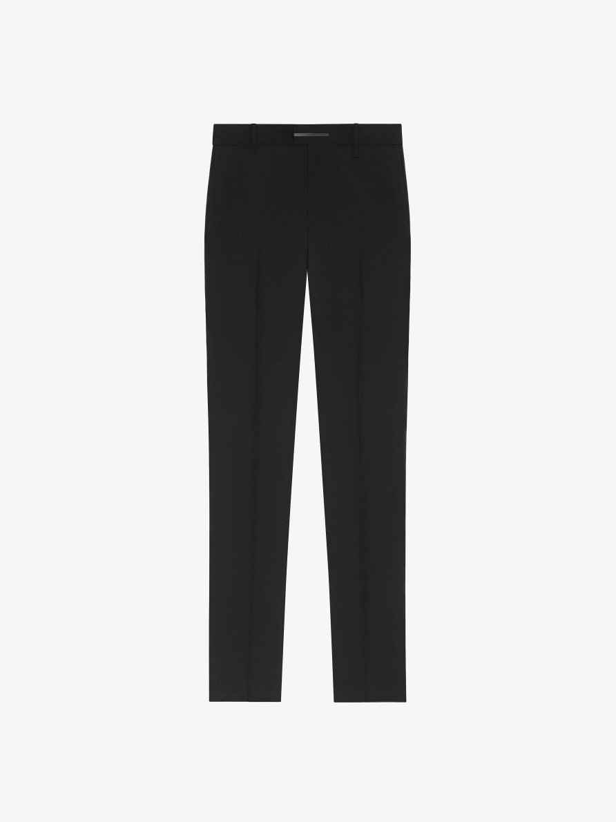 Men Givenchy Pants | Slim Fit Tailored Pants In Wool Black