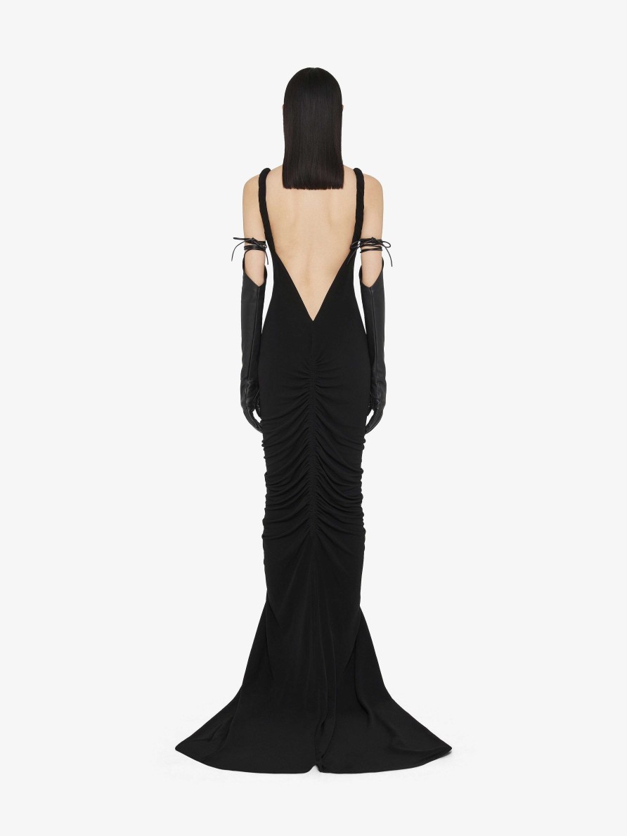 Women Givenchy Dresses | Ruched Dress With Twisted Straps In Crepe Black