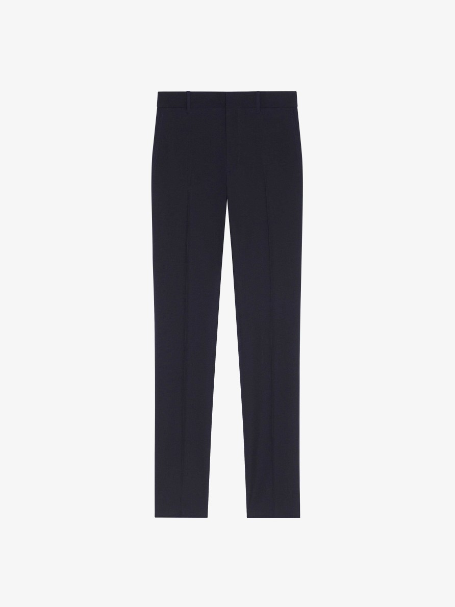 Men Givenchy Pants | Slim Fit Pants In Wool Navy