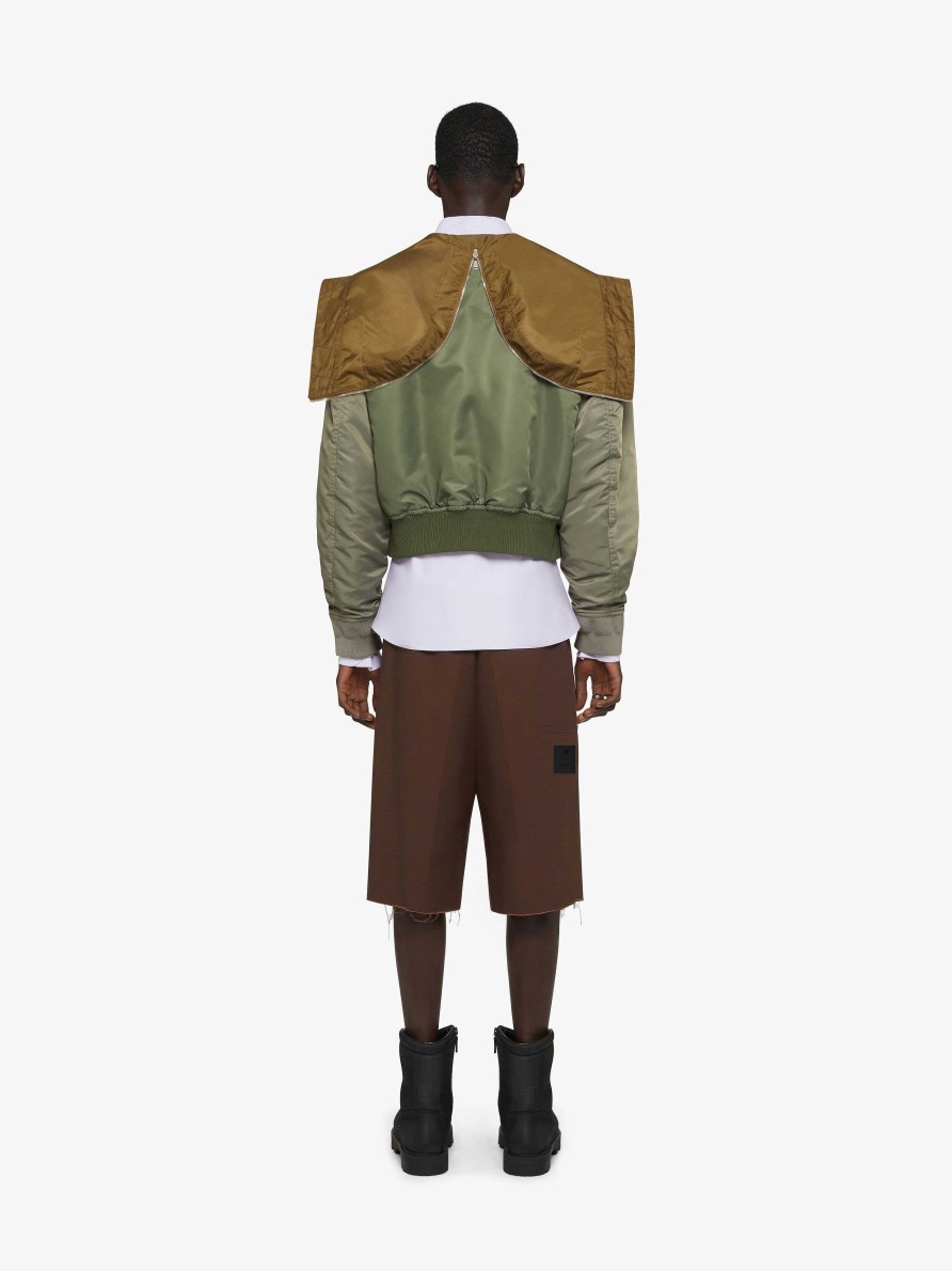 Men Givenchy Outerwear & Blousons | Hooded Bomber Jacket Olive Green