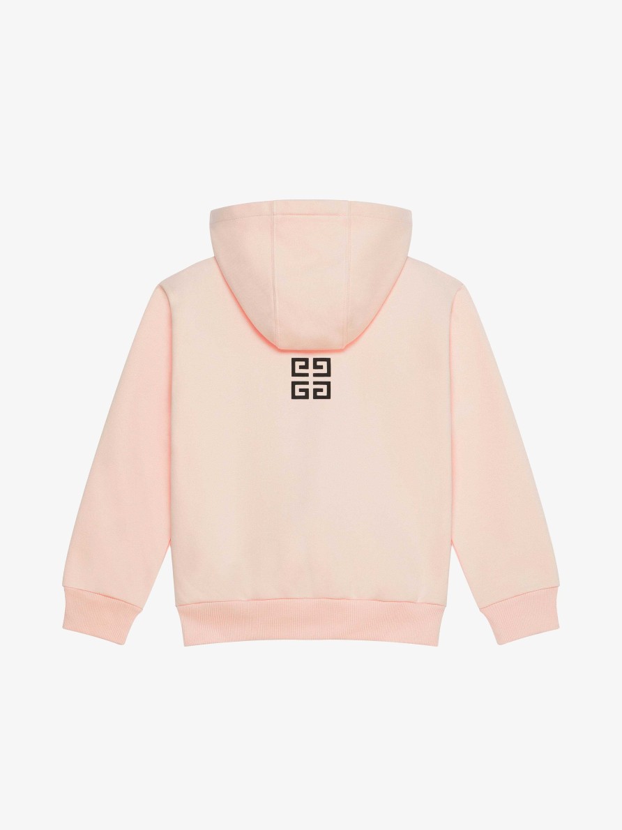 Women Givenchy Girl (4 To 12 Years) | Givenchy 4G Hooded Cardigan In Fleece Light Pink