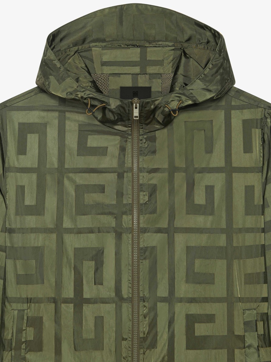 Men Givenchy Outerwear & Blousons | Windbreaker With 4G Pattern Khaki