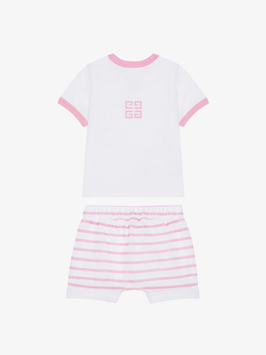 Men Givenchy Baby (1 Month To 3 Years) | Givenchy 4G T-Shirt And Shorts In Cotton Gift Set Pink