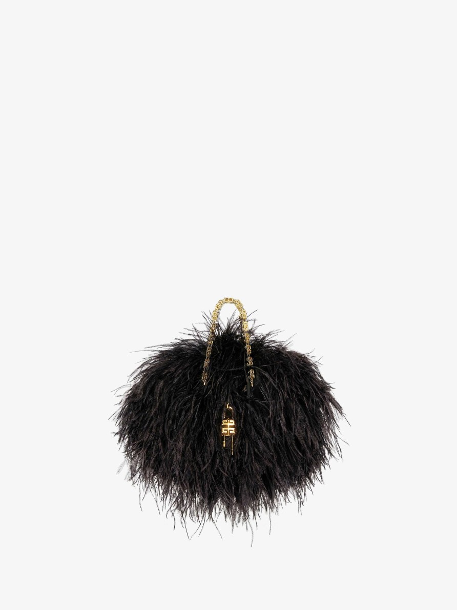 Women Givenchy Mini & Micro Bags | Mini Kenny Bag In Silk With Feathers Black