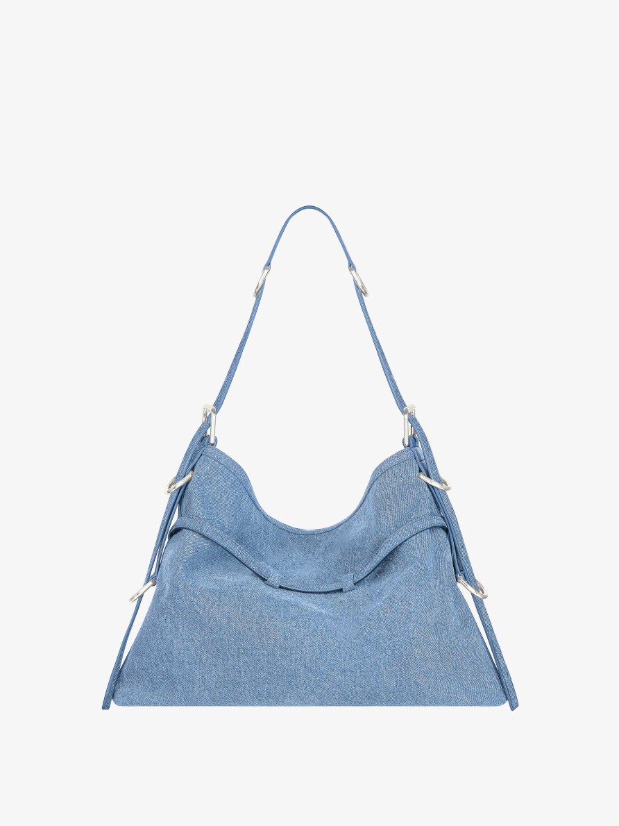 Women Givenchy Voyou | Medium Voyou Bag In Denim Medium Blue