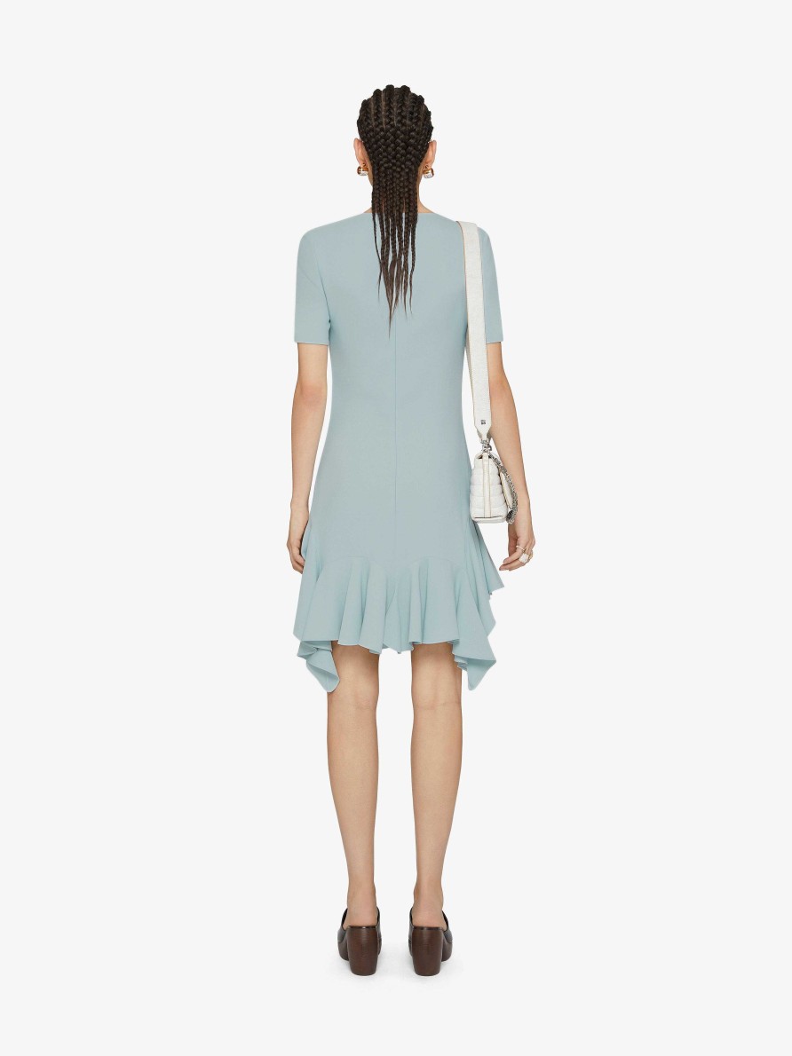 Women Givenchy Dresses | Dress In Knit With Ruffles Grey Blue