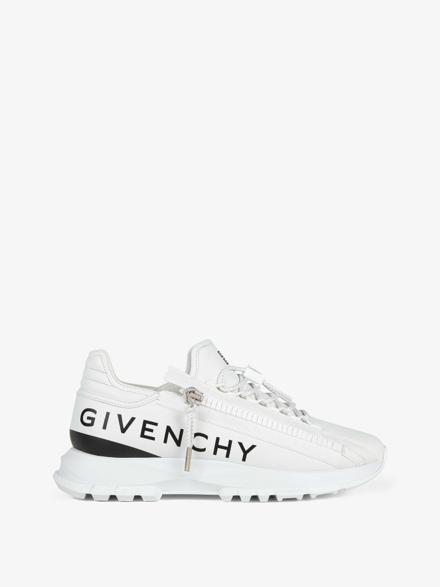 Men Givenchy Sneakers | Spectre Runner Sneakers In Leather With Zip White