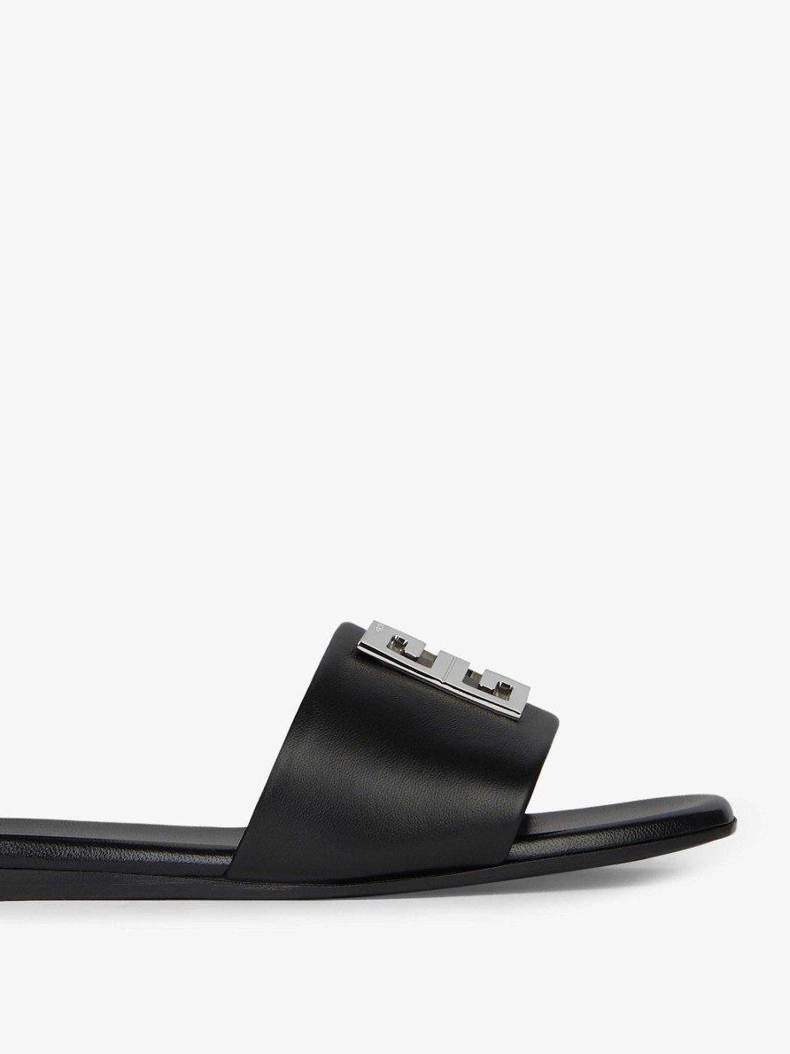 Women Givenchy Slides & Sandals | 4G Sandals In Leather Black