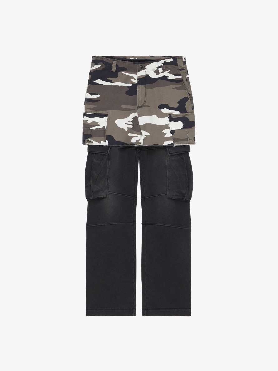 Men Givenchy Pants | Cargo Pants With Camo Skirt In Jersey Multicolored