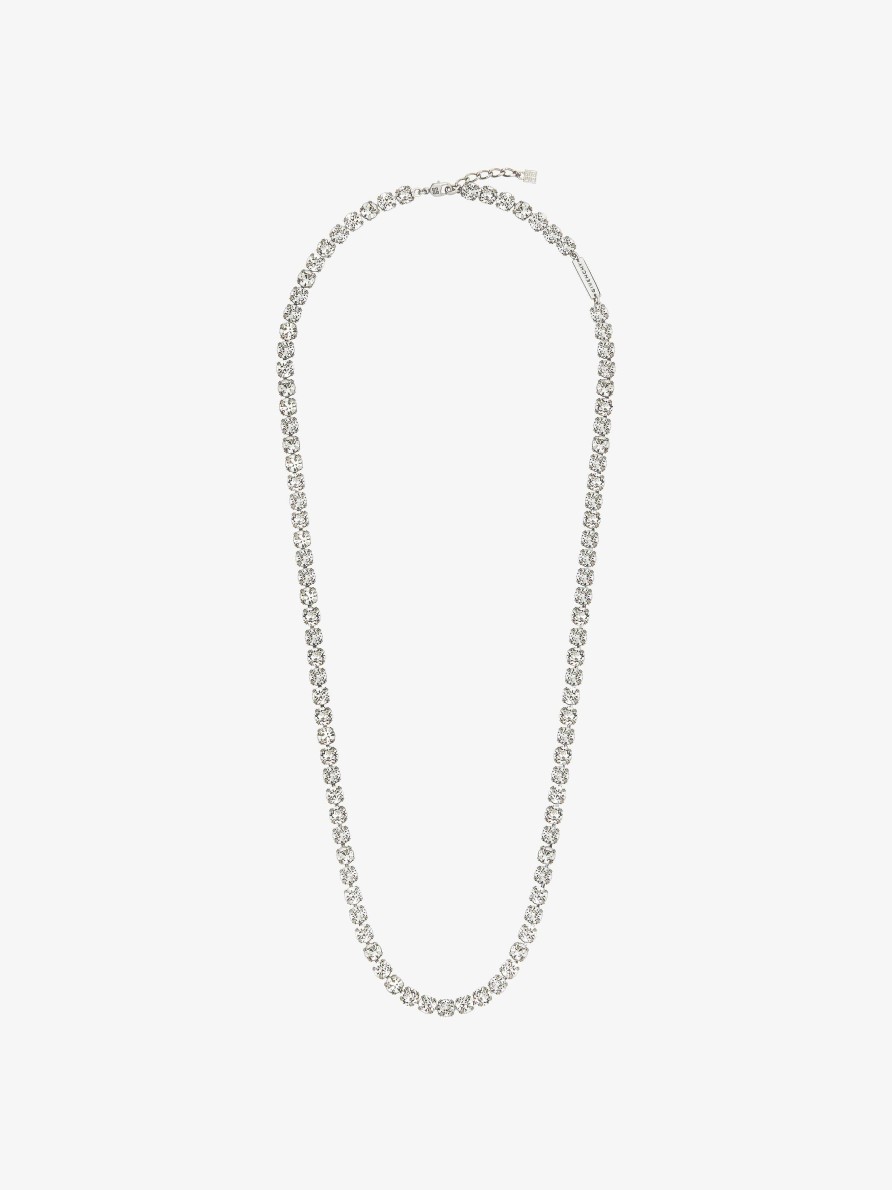 Men Givenchy Jewelry | 4G Crystal Long Necklace In Metal With Crystals Silvery