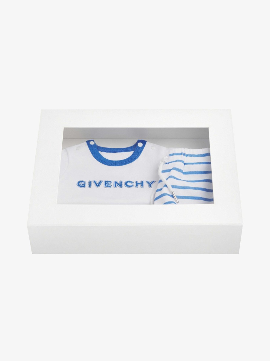 Men Givenchy Baby (1 Month To 3 Years) | Givenchy 4G T-Shirt And Shorts In Cotton Gift Set Blue