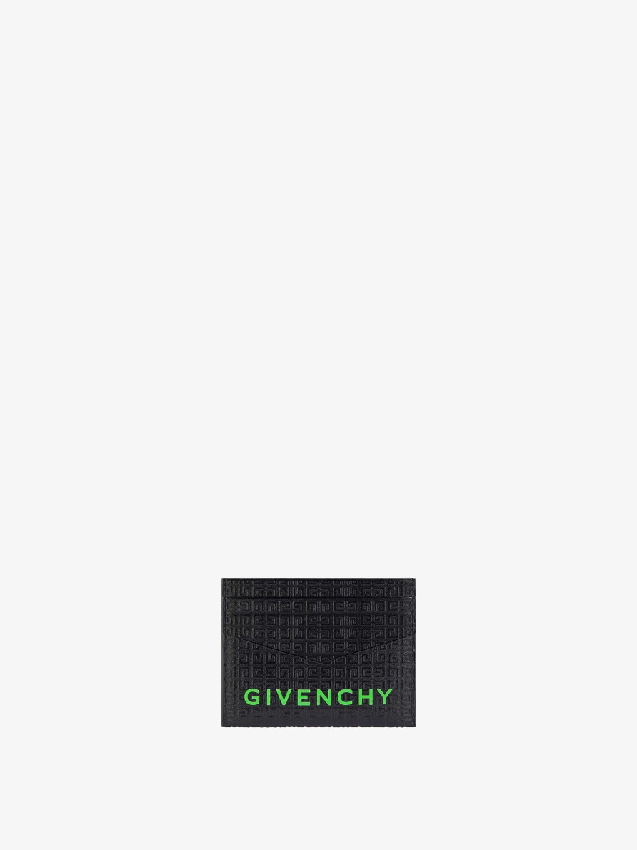 Men Givenchy Small Leather Goods | Givenchy Card Holder In 4G Micro Leather Black/Green