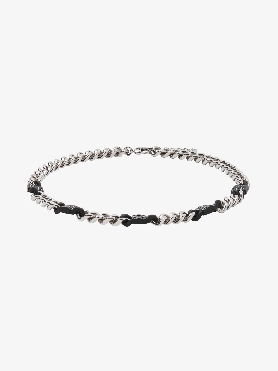 Men Givenchy Jewelry | 4G Short Necklace In Metal Black/Silvery