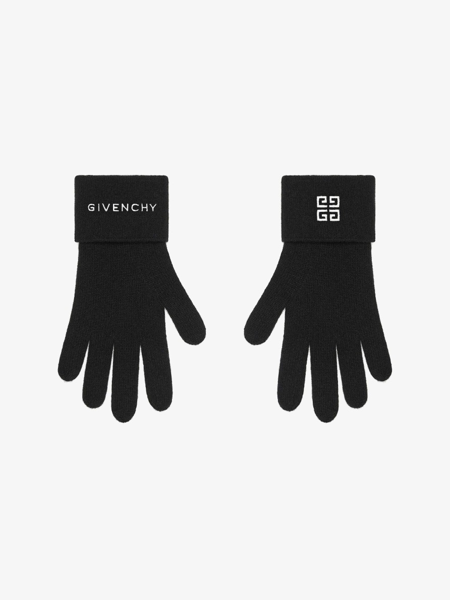 Men Givenchy Other Accessories | 4G Wool Knit Gloves Black