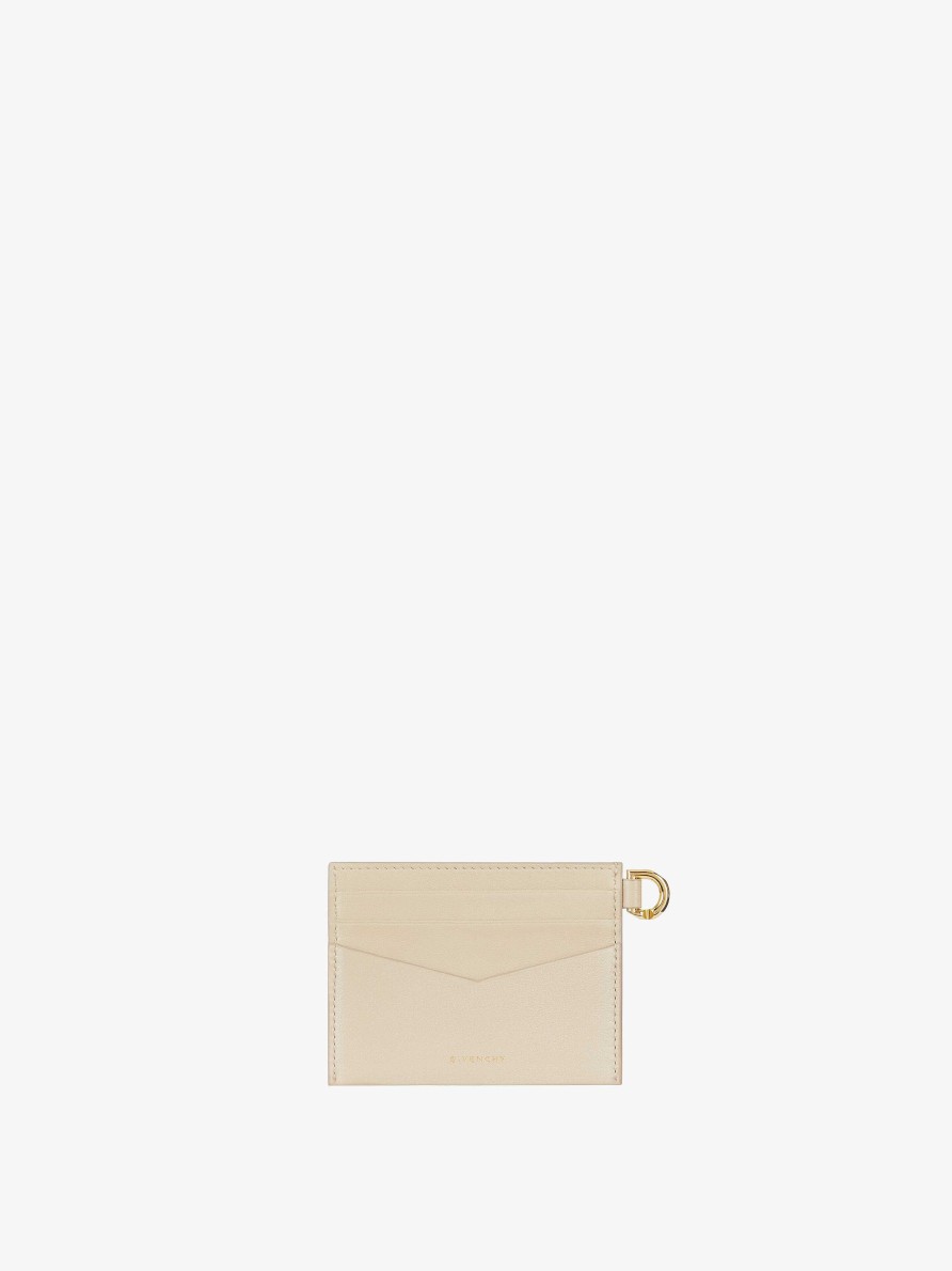 Women Givenchy Small Leather Goods | 4G Card Holder In Grained Leather Natural Beige