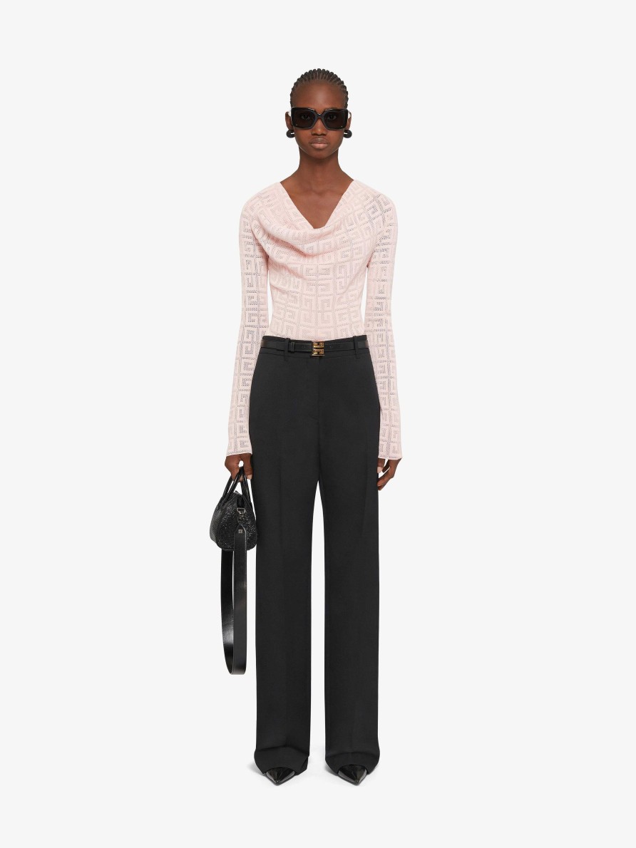 Women Givenchy Knitwear | Draped Sweater In 4G Jacquard Blush Pink