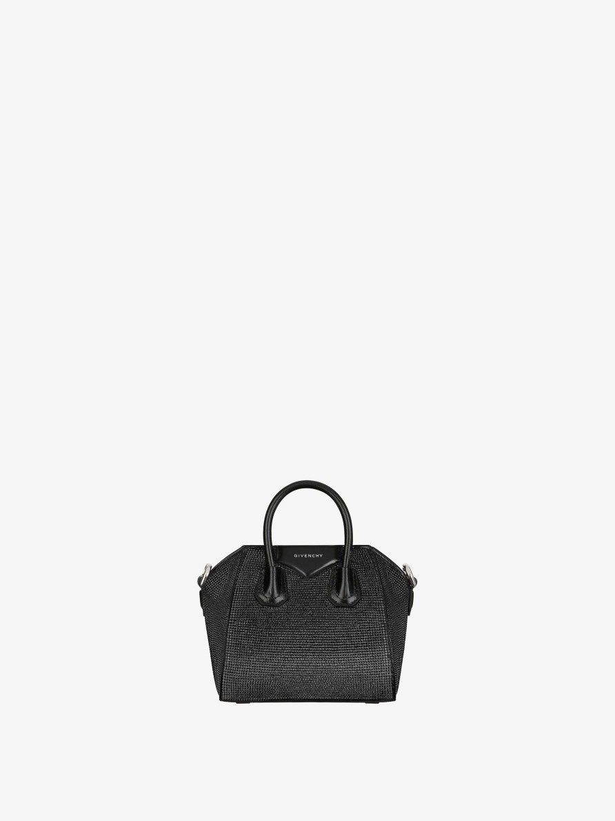 Women Givenchy Antigona | Micro Antigona Bag In Satin With Strass Black