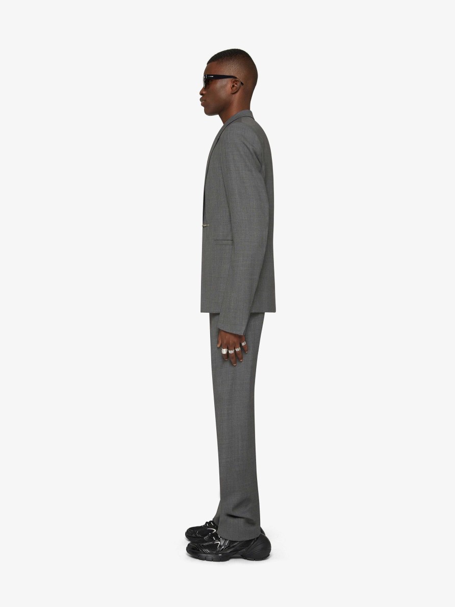 Men Givenchy Pants | Tailored Pants In Wool Medium Grey