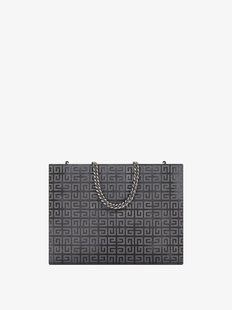 Women Givenchy G-Tote | Medium G-Tote Shopping Bag In 4G Canvas With Chain Dark Grey