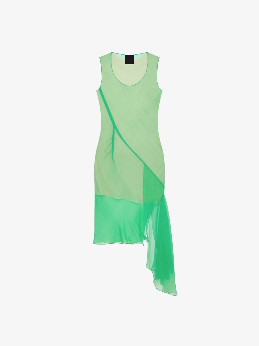 Women Givenchy Dresses | Dress In Silk With Ruffles On The Side Absynthe Green