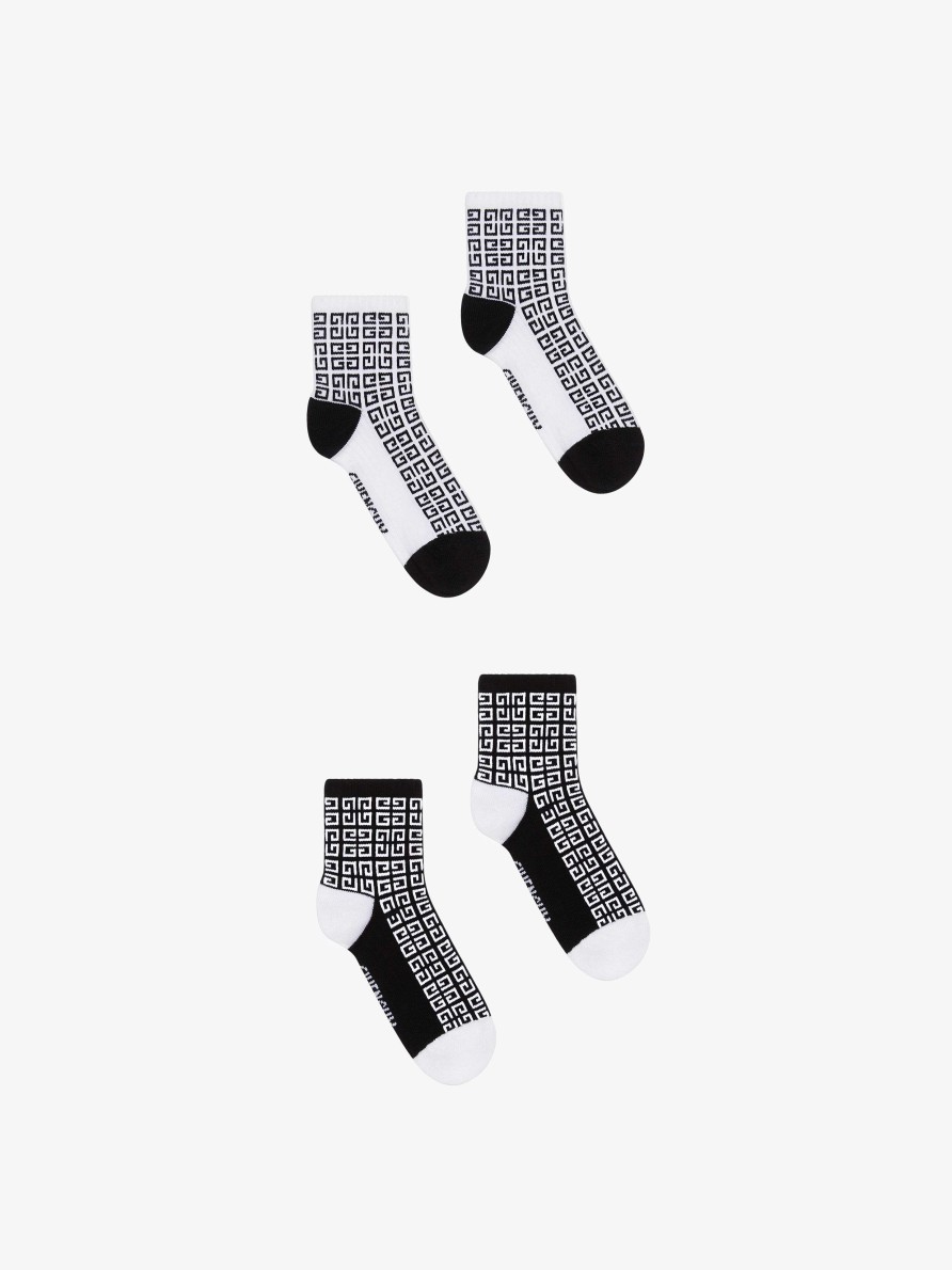 Men Givenchy Boy (4 To 12 Years) | Socks In 4G Jacquard Set Black/White