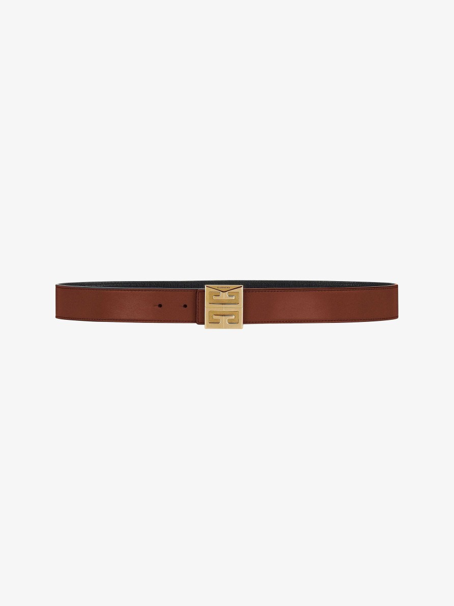 Men Givenchy Belts | 4G Reversible Belt In Leather Brown/Black