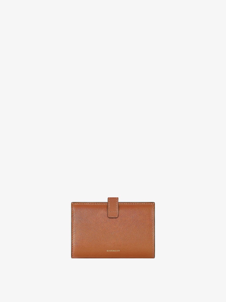 Women Givenchy Small Leather Goods | 4G Wallet In Grained Leather Tan