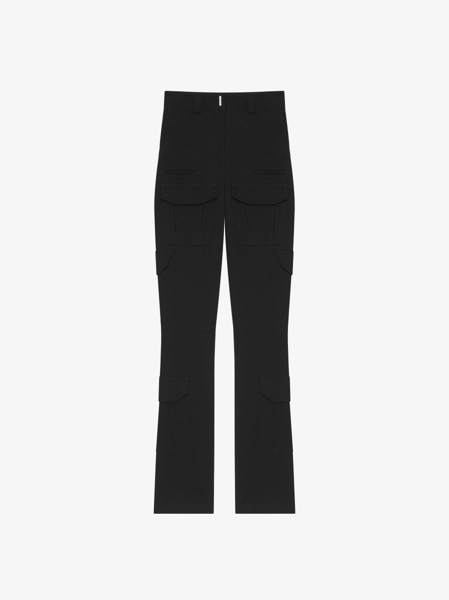 Women Givenchy Pants | Boot Cut Cargo Pants In Twill Black