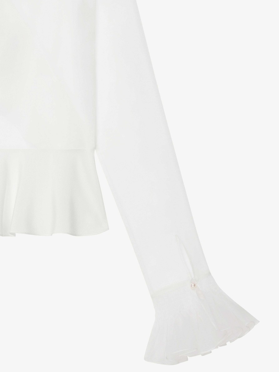 Women Givenchy Tops & Shirts | Blouse In Organza With Ruffles White